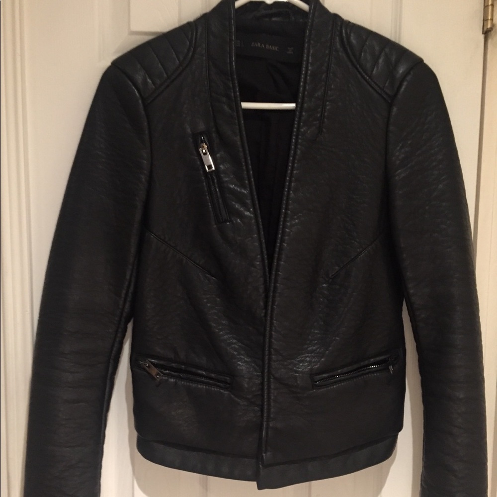 Zara faux leather black jacket